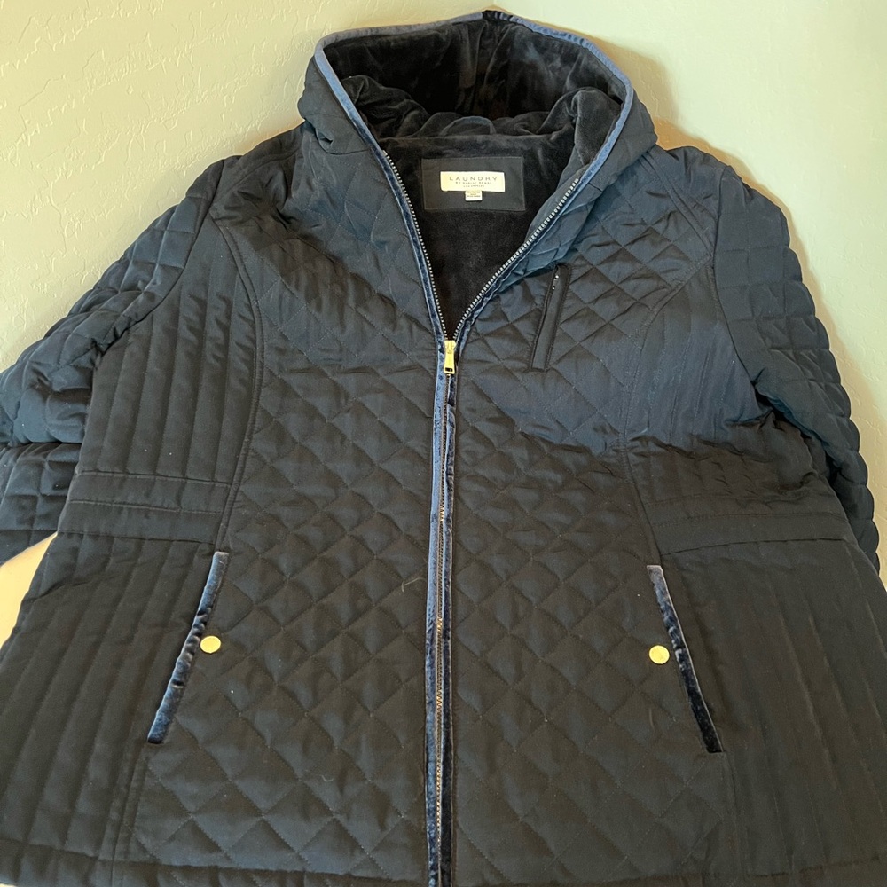 Laundry By Shelli Segal Navy Blue Full Zip Quilted Jacket